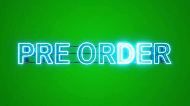 Neon Pre Order Sign on Green Background