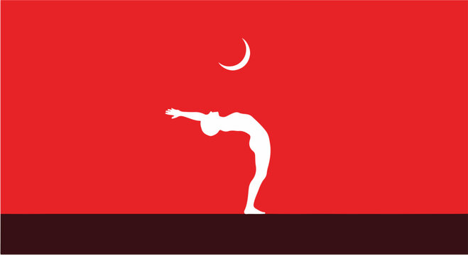 Yoga Body Alignment Concept with Human Spine Forming Crescent Shape Symbolizing Flexibility and Spiritual Balance Illustration