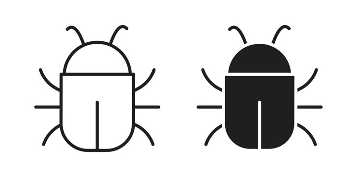 Bugs icons for web and mobile UI design. Glyph vector with editable stroke