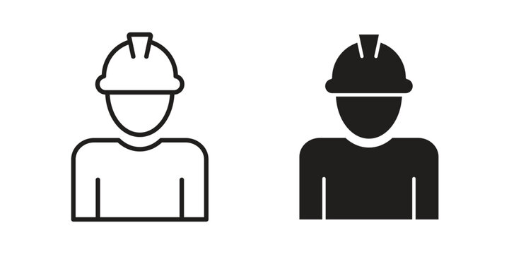 Builder icons for web and mobile UI design. Glyph vector with editable stroke