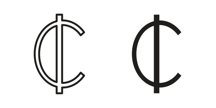 Cedi signs for web and mobile UI design. Glyph vector with editable stroke
