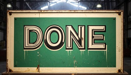 Obraz premium Vintage Green Industrial Done Sign