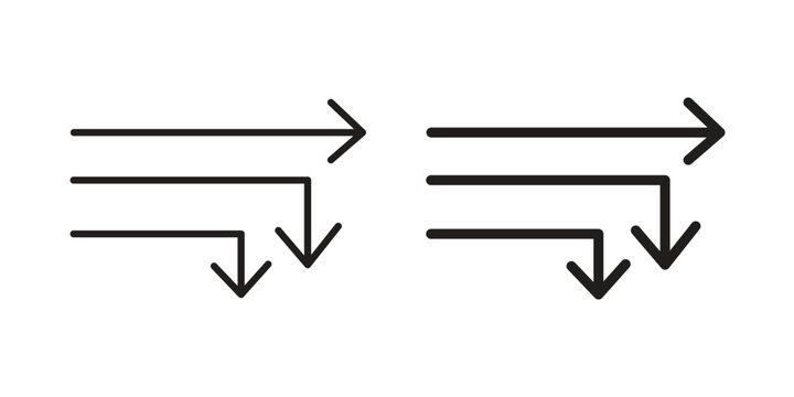 Diagram sankey icons for web and mobile UI design. Glyph vector with editable stroke