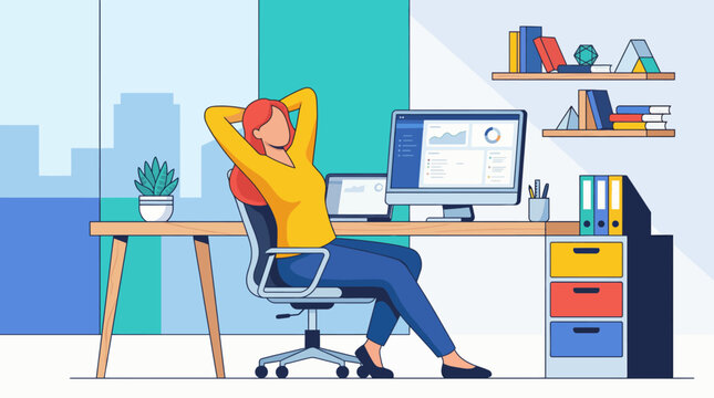 A chic home office space illustrating a comfortable working environment, showcasing modern design elements and a relaxing atmosphere ideal for productivity and creativity.