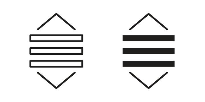 List dropdown icons for web and mobile UI design. Glyph vector with editable stroke