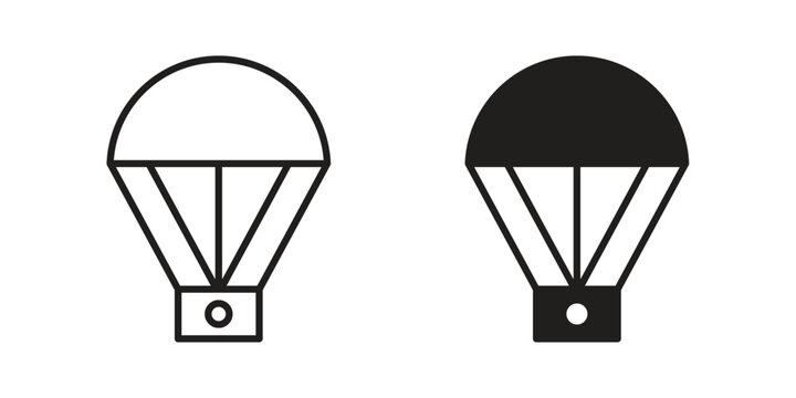 Parachute icons for web and mobile UI design. Glyph vector with editable stroke