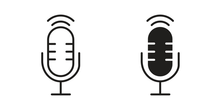 Podcast icons for web and mobile UI design. Glyph vector with editable stroke