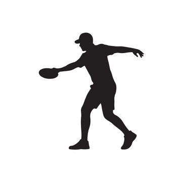 Man Throwing Ultimate Frisbee Silhouette Vector Icon