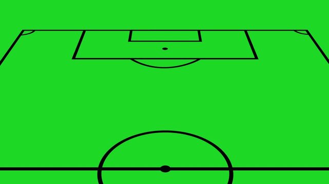 soccer association football black pitch markings lines outline line drawing animation of each half for team lineup formation graphics or TV style television broadcast sports into titles on green 	