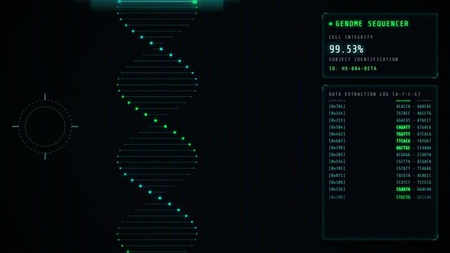 Genome Sequencer Displays Dna Helix and Data Log