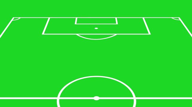 soccer association football white pitch markings lines outline line drawing animation of each half for team lineup formation graphics or TV style television broadcast sports into titles on green 	