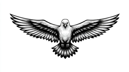 Obraz premium A minimalist, black-and-white sketch of a dove taking off