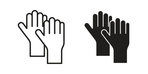 Fototapeta premium Glove icons line and solid version, outline and filled vector design set