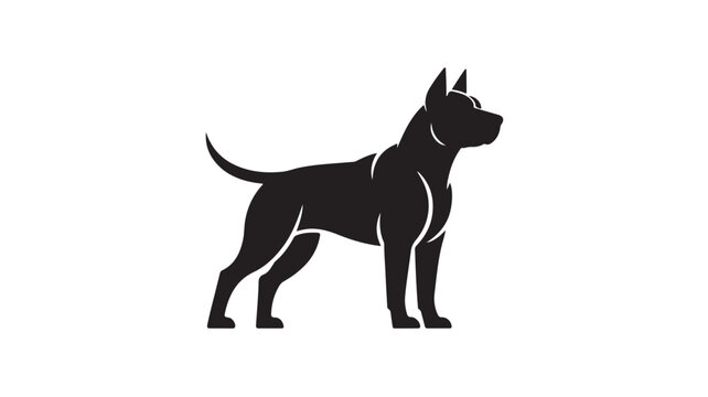 Strong Guard Dog Silhouette Vector Illustration