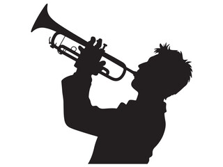 Jazz Trumpet Player Musician Silhouette Vector © sumit