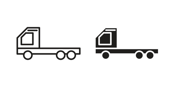 Truck container empty icons for web and mobile UI design. Glyph vector with editable stroke