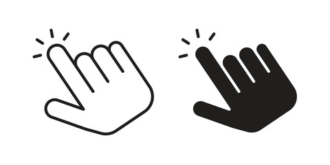 Fototapeta premium Hand click icons line and solid version, outline and filled vector design set