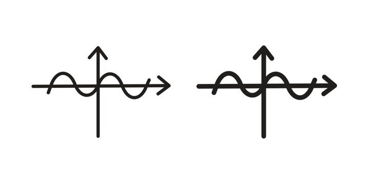 Wave sine icons for web and mobile UI design. Glyph vector with editable stroke