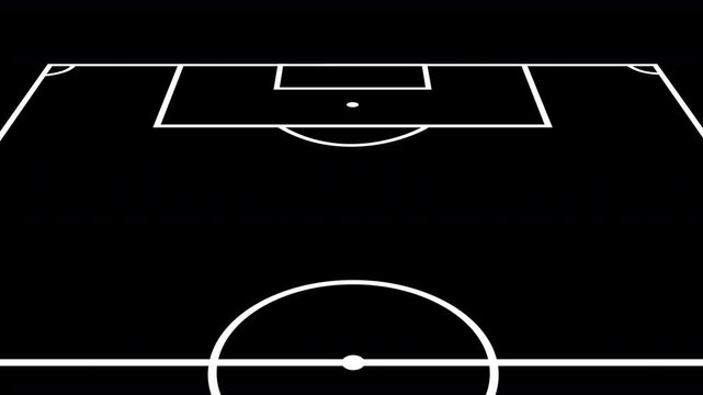 soccer association football pitch lines outline line drawing animation of each half  for team lineup formation graphics or TV style television broadcast sports into titles with transparent alpha 4K