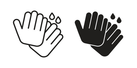 Fototapeta premium Handwashing icons line and solid version, outline and filled vector design set