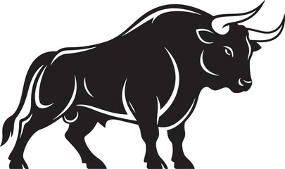 Fototapeta premium Black bull icon, vector bull illustration, animal symbol, monochrome design element