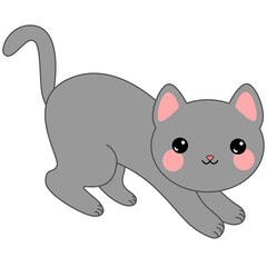 Fototapeta premium black cat stretching
