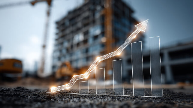 Construction growth trends urban development site infographic industrial environment dynamic viewpoint economic concept