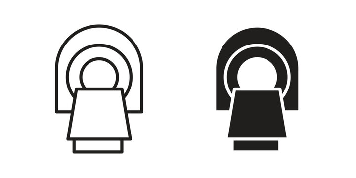 MRI icons line and solid version, outline and filled vector design set