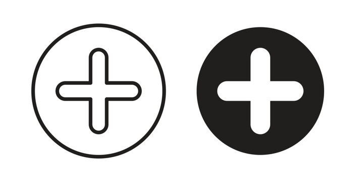 Add icons symbol. Simple, flat design for web or mobile app