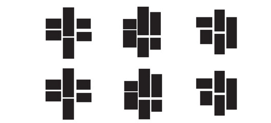 Obraz premium Asymmetrical 6 photo collage vector illustration. Tiles pattern for web and mockup presentation. Collage templates, Comics page grid layout abstract photo frames. pattern photo template collage.eps.10