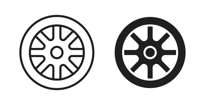 Car wheel icons symbol. Simple, flat design for web or mobile app