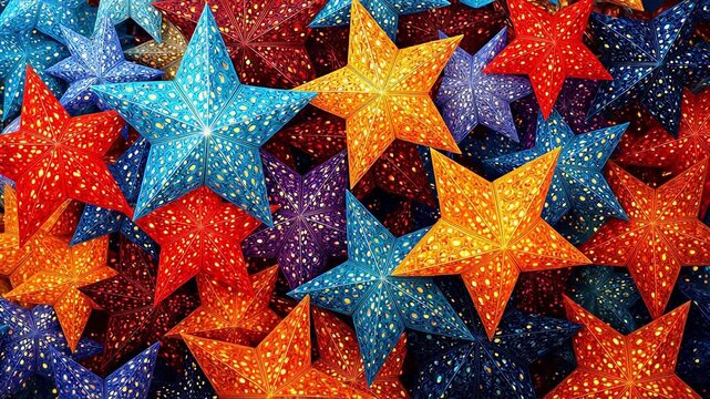Colorful starshaped paper decorations