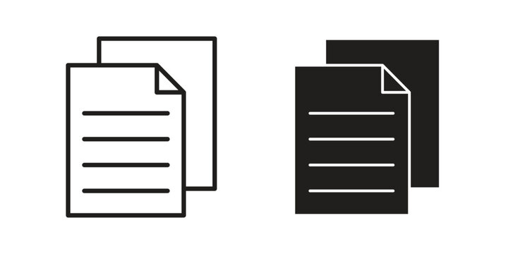Registration form icons line and solid version, outline and filled vector design set