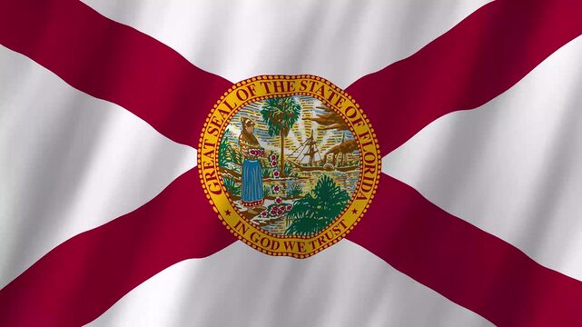 Florida State Flag Waving, Sunshine State 4K Animation