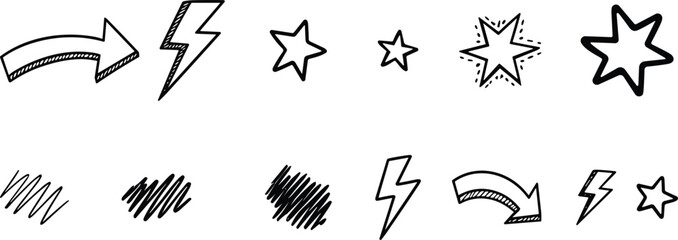 Obraz premium Collection of various comic book style graphic symbols and icons