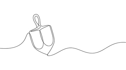 Obraz premium Minimalist single line drawing of a dreidel spinning in motion on a white background representing Hanukkah celebration and Jewish holiday traditions