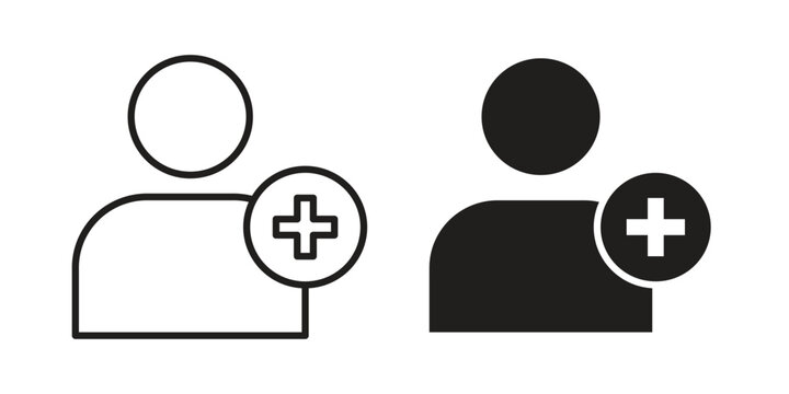 Sign up icons line and solid version, outline and filled vector design set