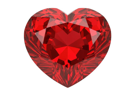 A stunning red gemstone heart-shaped ruby with a deep, reflective shine