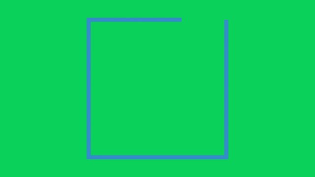  Bold blue square frame thin border moving on green screen background for modern text highlights or video content framing overlays.