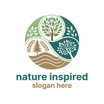 nature inspired logo design silhouette vector line art logo design

