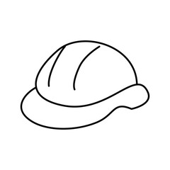 Fototapeta premium Simple line art construction helmet illustration isolated on a light background, minimal safety gear icon.