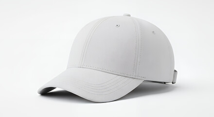 Fototapeta premium White baseball cap mockup presented on a clean white background for versatile design showcase hat mockup mockup cap hat template fashion clothing baseball front sport isolated blank
