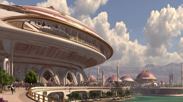 AI generated green utopian city integrating advanced technology and vibrant natural ecosystems