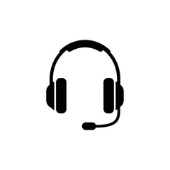 Fototapeta premium Black Headset with Microphone Icon 1.