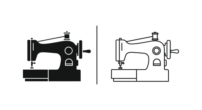 Sewing machine line art illustration Vector