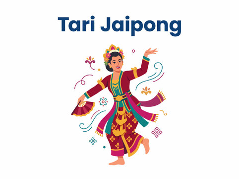 Tari Jaipong Dancer Illustration - Indonesian Traditional Dance