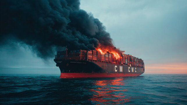 Oil tanker burning in Strait of Hormuz amid geopolitical conflict
