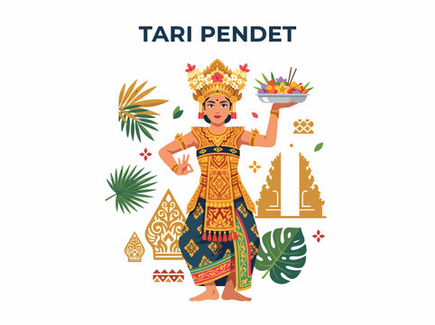 Balinese Dancer Performing Tari Pendet Offering