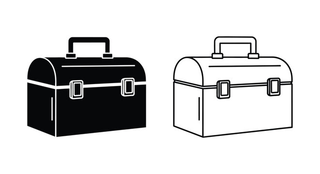 Black and white toolboxes side by side Vector