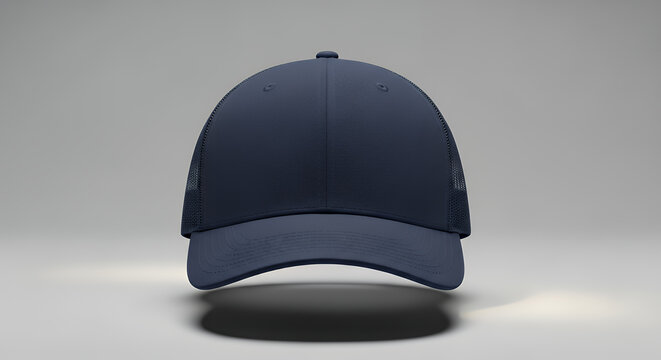 Plain navy blue trucker hat mockup front view hat mockup mockup cap hat template fashion clothing baseball front sport isolated blank